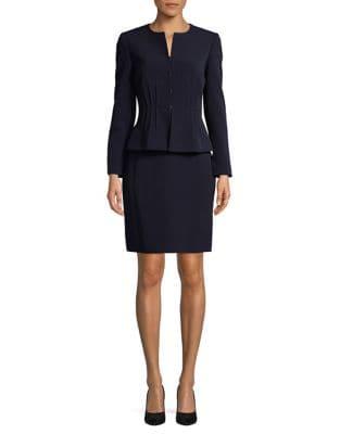 Tahari Arthur S. Levine Pintucked Peplum Jacket And Skirt Suit