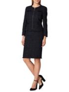 Tahari Arthur S. Levine Metallic Window Pane Woven Skirt Suit