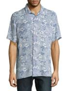 Black Brown Floral Short-sleeve Button-down Shirt