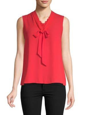Karl Lagerfeld Paris Front-tie Lace Sleeveless Top