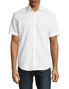 Calvin Klein Jacquard Plaid Cotton Short Sleeve Shirt