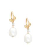 Nadri 18k Goldplated & 10-11mm White Kashy Pearl Petal Earrings