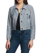 1.state Directional-stripe Cropped Trucker Jacket