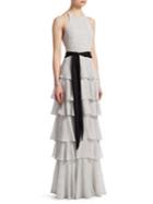 Halston Heritage Tiered Ruffle Gown