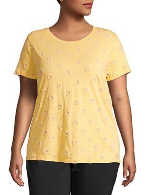 Lucky Brand Plus Daisy All Over Tee