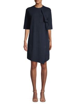 Caara Ruffle Drape Shift Dress