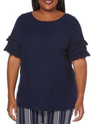 Rafaella Plus Plus Tiered Eyelet Sleeve Top