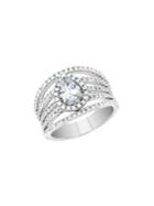 Lord & Taylor Rhodium-plated Sterling Silver And Cubic Zirconia Open Work Teardrop Halo Engagement Ring