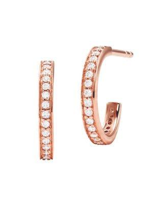 Michael Kors Rose Goldplated Sterling Silver And Cubic Zirconia Mini Huggie Hoop Earrings