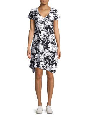 Marc New York Performance Floral Asymmetrical Midi Dress