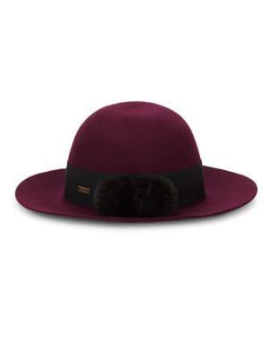 Betmar Faux Fur Pom-poms Wool Mullins Hat