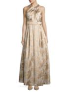 Eliza J Embellished Halterneck Floral Gown