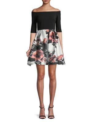 Betsy & Adam Floral-print Fit-&-flare Dress