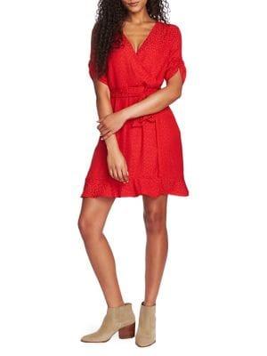 1.state Printed Mini Faux Wrap Dress