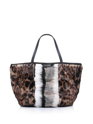 Kurt Geiger London Poppy Mixed Print Faux-fur Tote