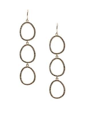Sole Society Goldtone & Hematite Triple Hoop Drop Earrings