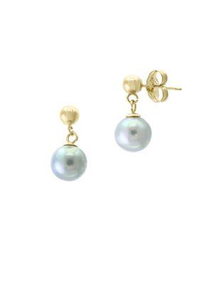 Effy 14k Yellow Gold & 7mm Pearl Drop Earrings