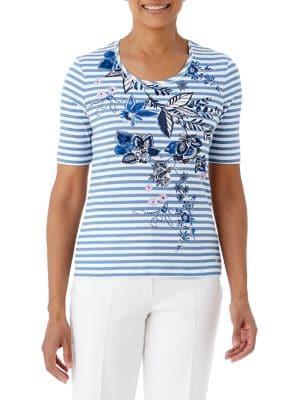 Olsen Santorini Stripe Floral Tee