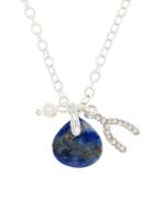 Lonna & Lilly 4mm Faux Pearl And Semi-precious Reconstituted September Birthstone Charm Necklace