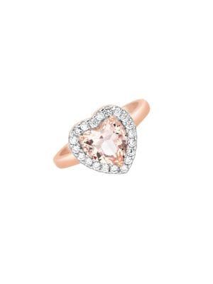 Lord & Taylor Rose Gold And Rhodium-plated Sterling Silver And Cubic Zirconia Heart-shaped Ring