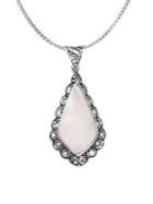 Lord & Taylor 925 Sterling Silver & 25mm White Mother-of-pearl Teardrop Pendant