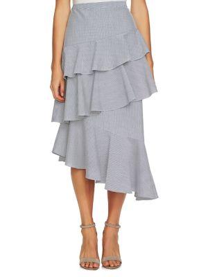 Cece Striped Seersucker Tiered Skirt