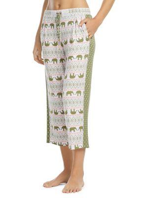 Ellen Tracy Cropped Elephant-print Peg-leg Pants