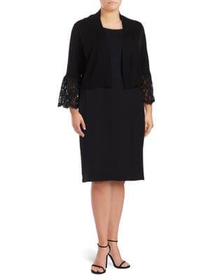 Calvin Klein Plus Bell Sleeve Laced Blazer
