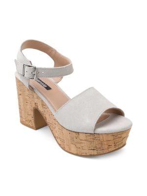 Kensie Cathryn Suede Wedged Sandals
