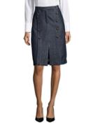 Tracy Reese Button-accented Chambray Pencil Skirt