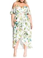 City Chic Plus Off-the-shoulder Fresh Floral Dress