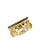 Michael Kors Goldplated Sterling Silver Three Layer Mercer Ring