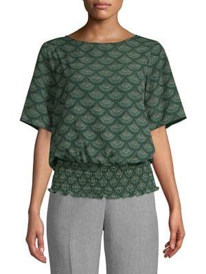 Michael Michael Kors Printed Shirred Hem Top