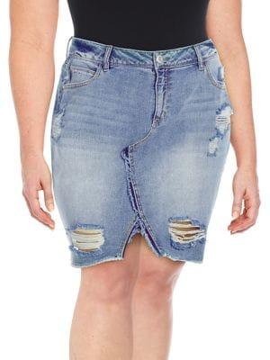 Jessica Simpson Plus Adorn High-rise Ripped Denim Skirt
