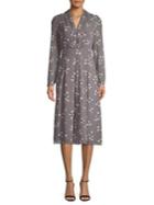 Anne Klein Floral Long-sleeve A-line Dress