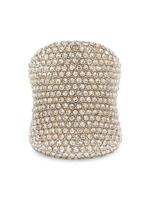 Vince Camuto Silvertone And Crystal Pave Tapered Ring