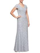 Alex Evenings Petite Lace Fit-and-flare Gown