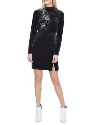 Miss Selfridge Embellished Floral Velvet Dress
