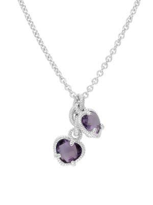 Ripka La Petite Sterling Silver, Amethyst & Lavender Amethyst Double Heart Pendant Necklace