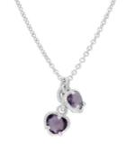 Ripka La Petite Sterling Silver, Amethyst & Lavender Amethyst Double Heart Pendant Necklace