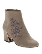 424 Fifth Elena Embroidered Suede Booties
