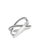 Lord & Taylor 925 Sterling Silver Beaded Bypass Ring