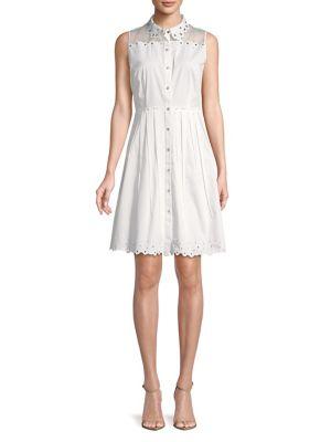 Elie Tahari Sleeveless Scallop-trimmed Shirtdress