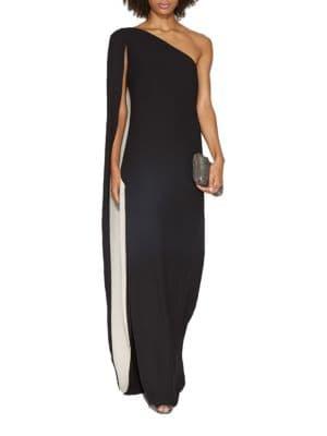 Halston Heritage One-shoulder Cape Gown