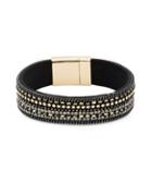 Design Lab Lord & Taylor Crystal And Leather Band Bracelet
