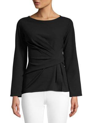 Ellen Tracy Twist-front Long-sleeve Top