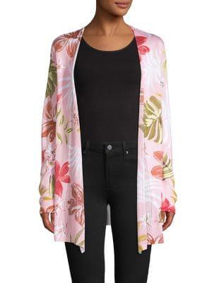 Context Luau Floral Crochet Waterfall Cardigan