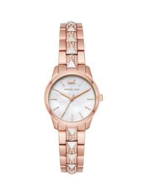 Michael Kors Runway Mercer Rose Goldtone Crystal-studded Bracelet Watch