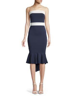 Quiz Colorblocked Strapless Midi Dress