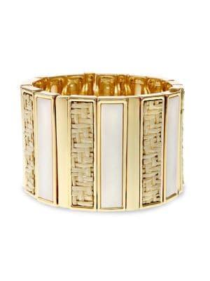 Laundry By Shelli Segal Frisco Fringe Goldtone & Mother-of-pearl Stretch Bracelet